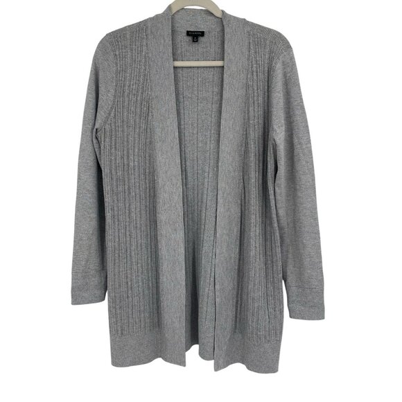 Talbots Silver Metallic Open Front Cardigan Sweater Size Medium - Picture 1 of 9